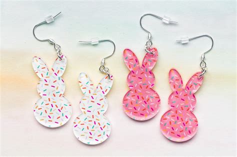 Sprinkle Easter Earrings Marshmallow Bunny Earring Dangle Rabbit