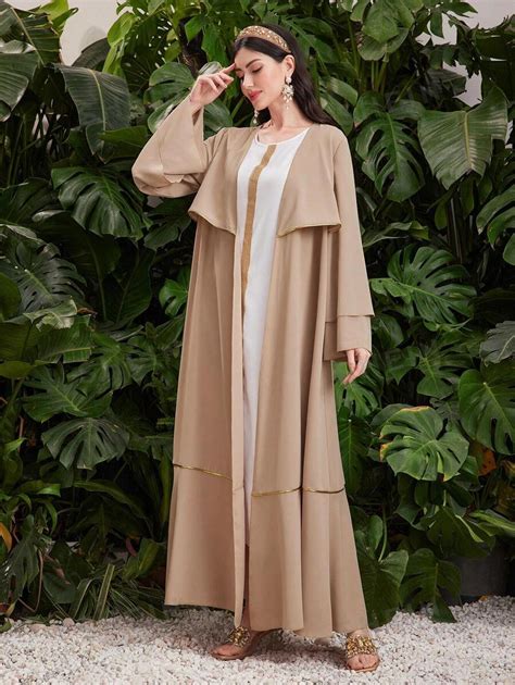 SHEIN Najma Women S Vacation Clash Color Bell Sleeve Long Robe Open