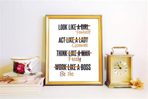 Gold Foil Framed Print Feminist Girl Boss Act Like A Lady Etsy