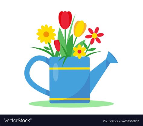 Watering Can With Flowers Royalty Free Vector Image