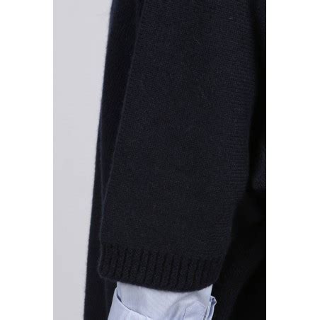 Navy Blue Pure Cashmere Duster Cardigan Italyincashmere