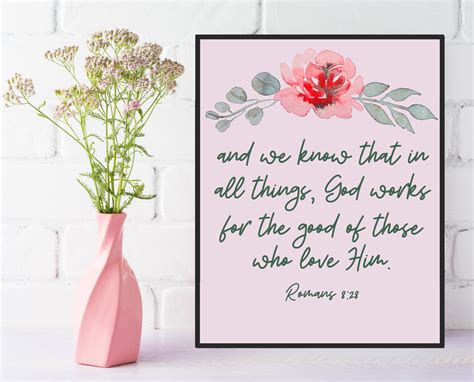 Romans 8 28 Bible Verse Wall Art Bible Verse Print Christian Etsy