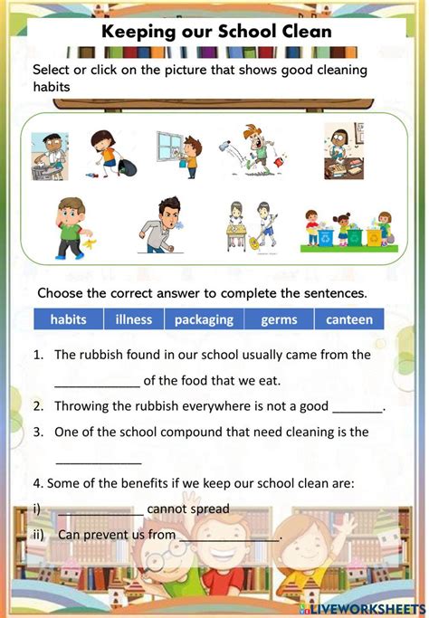 Keeping Our School Clean Online Exercise For Live Worksheets