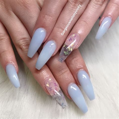 Baby Blue Opi Acrylic Powder Color With Butterflies Baby Blue Acrylic