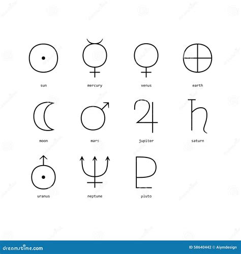 Set of planetary symbols stock vector. Illustration of pluto - 58640442