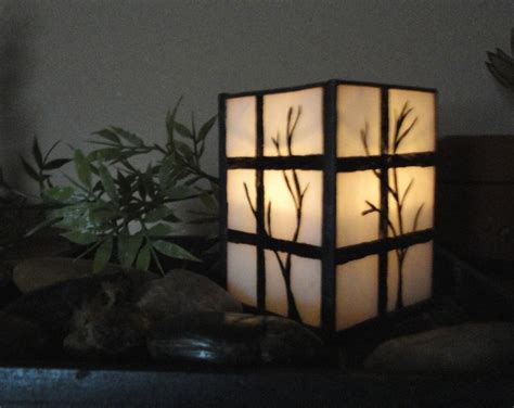 Japanese Shoji Stained Glass Candle Holder Hand Painted Etsy