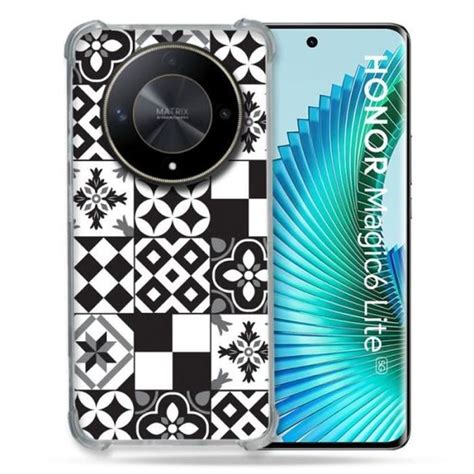 Coque Renforcée Pour Honor Magic 6 Lite 5G Texture Carreau Ciment Noir