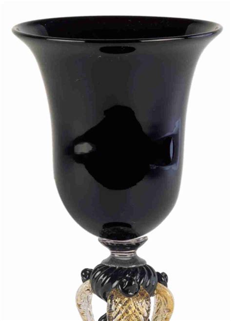 Black Gold Chalice Murano Glass Tipetto Arte Di Murano