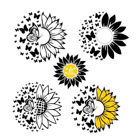 Premium Vector | Sunflower silhouette vector illustrations