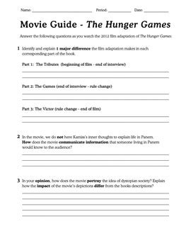 The Hunger Games Movie Worksheet Compare And Contrast By Skylar Eidem