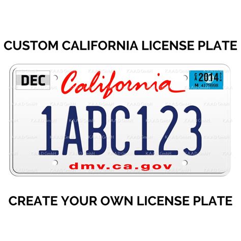 Custom California License Plate / Replica California License Plate Dmv ...