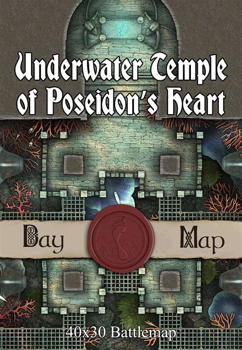 40x30 Battlemap Underwater Temple Of Poseidons Heart Seafoot Games