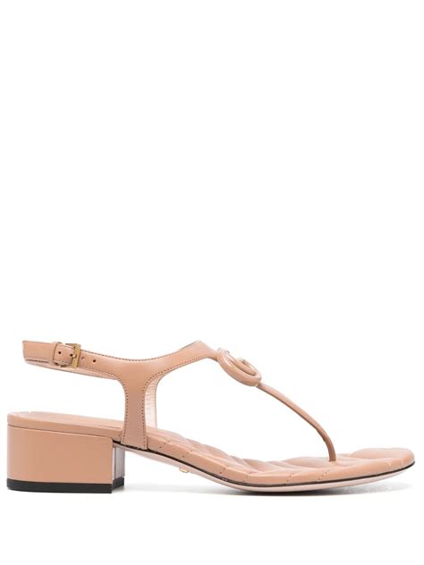 Gucci Double G Leather Sandals In Braun ModeSens