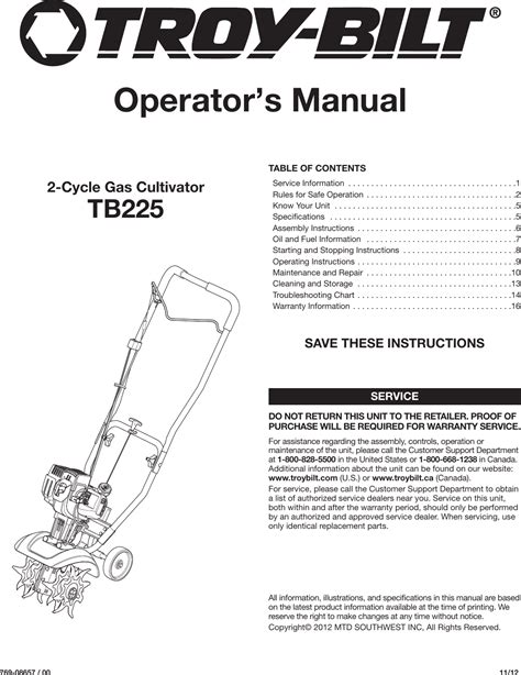 Troy Bilt Owners Manual