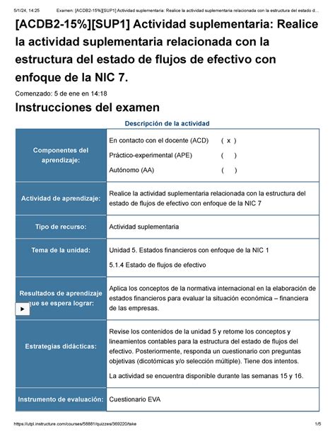 Examen ACDB 2 15 SUP 1 Actividad Suplementaria Realice La Actividad