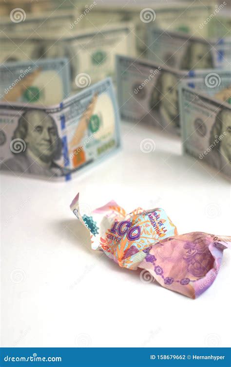 Argentina Economic Crisis and Currency Devaluation Concept. Crumpled ...