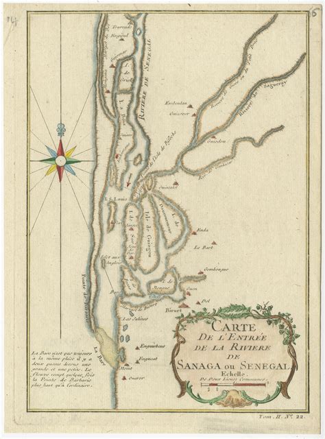 Antique Map of the Senegal River by Bellin (1746)