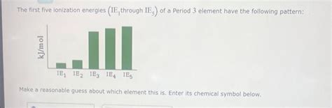 Solved The First Five Ionization Energies Ie Through