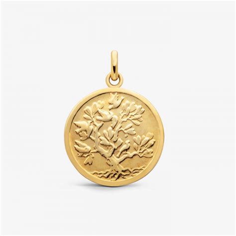 Médaille de baptême galet Arbre de vie relief Or jaune Arthus Bertrand