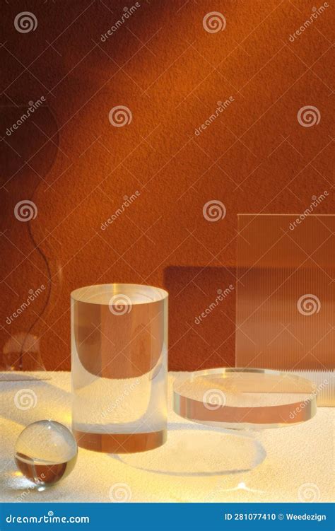 Transparency Glass Pedestal Product Display Modern Background Light And