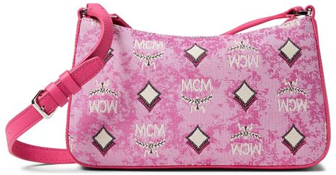 MCM Leather Portuna Shoulder Mini In Pink Lyst