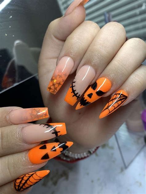 Halloween Orange Holloween Nails Halloween Press On Nails Halloween