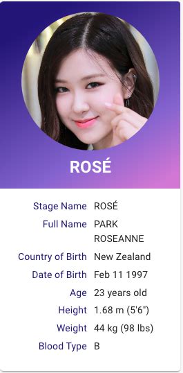 BLACKPINK ROSE KPOP PROFILE Blackpink Blackpink Rose Blackpink