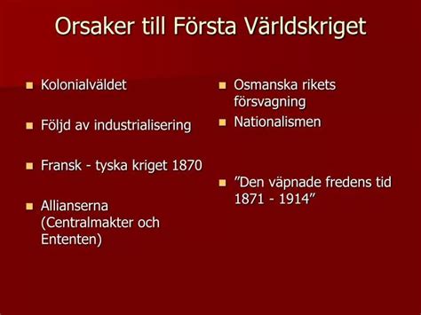 Ppt Orsaker Till F Rsta V Rldskriget Powerpoint Presentation Free