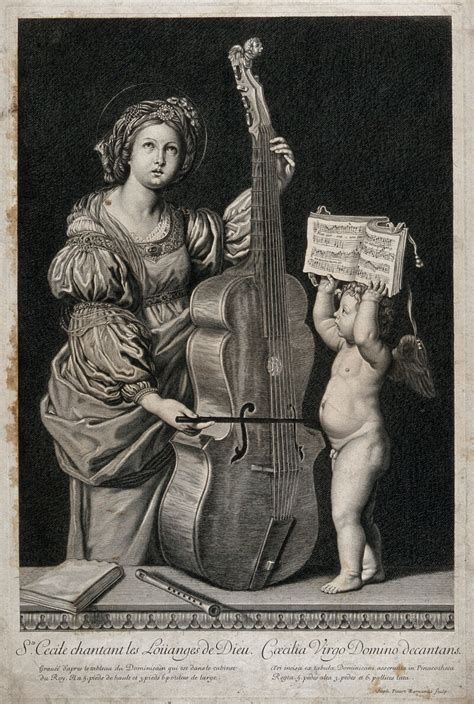 Saint Cecilia Line Engraving By E Picart After D Zampieri Il