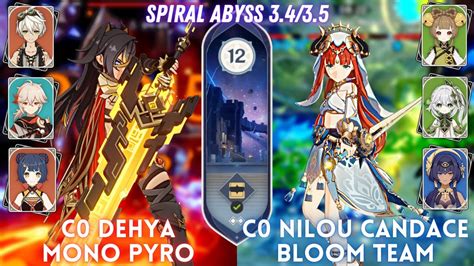 C0 Dehya Mono Pyro C0 Nilou Candace Bloom Spiral Abyss 3 4 3 5