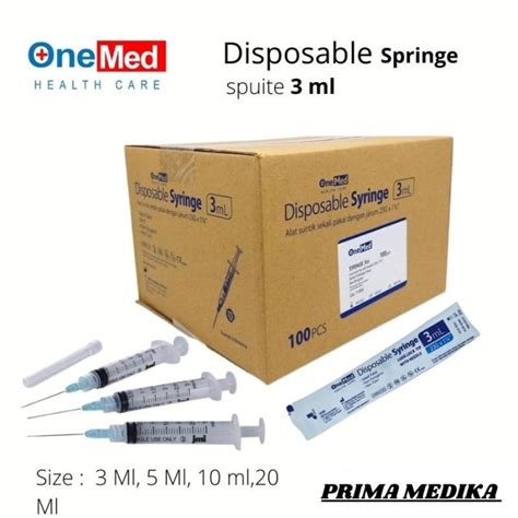 Jual SPUIT DISPOSABLE SYRINGE ONEMED ALAT SUNTIK 1CC 3CC 5CC 10CC PER