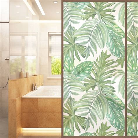 African Tropical Plant Printed Frosted Glass Window Stickers Sliding ...