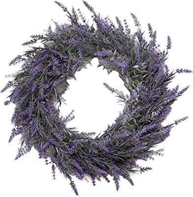 DDHS Lavender Wreath For Front Door 18 Artificial Farmhouse Wreaths