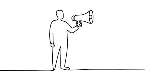 Premium Vector One Continuous Single Drawn Line Art Doodle Megaphone