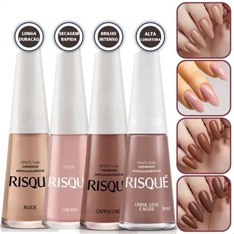 Kit Esmaltes Risqué Hipo Cremoso Tons De Nude Marrom Nude MercadoLivre