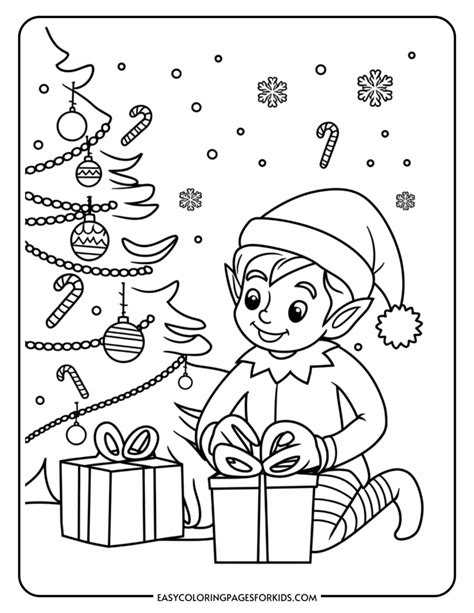 Christmas Elves Coloring Pages 7 Free Printable Pages Easy Coloring