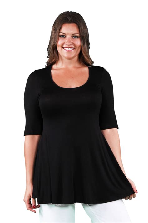 24seven Comfort Apparel Elbow Sleeve Plus Size Tunic Top For Women