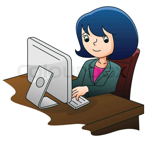 Business Woman Using Computer Stock Vector Colourbox