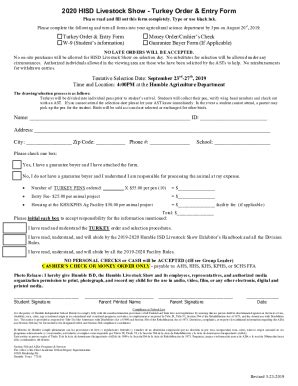 Fillable Online Pdf Major Show Turkey Order Form Texas A M Agrilife