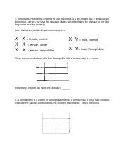 Sam Giri Sex Linked Review Worksheet Docx 1 In Humans Hemophilia