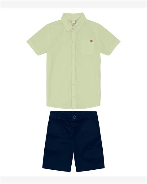 Riachuelo Conjunto Infantil Camisa Bermuda Trick Nick Verde