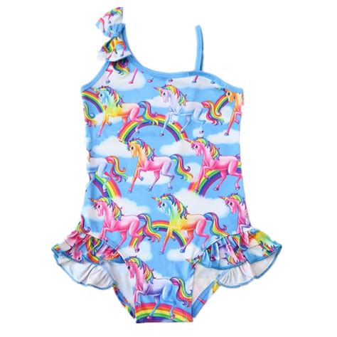 Bañador de unicornio de una pieza para niñas Bikini de caballo de