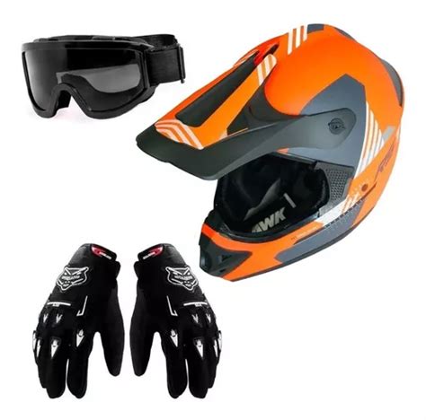 Casco Cross Enduro Atv Hawk Rs F Antiparras Guantes