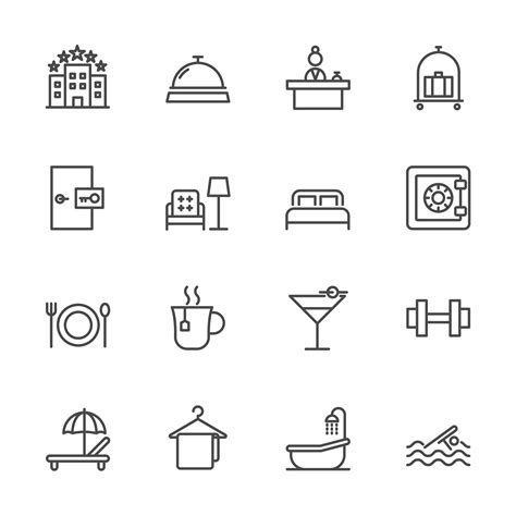 Hotel Services And Travelling Icon Set 1263534 Vector Art At Vecteezy