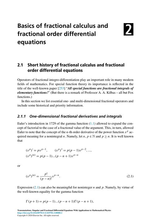 (PDF) Basics of fractional calculus and fractional order differential ...