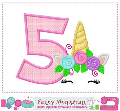 Unicorn Number Design My Th Birthday Unicorn Applique Etsy