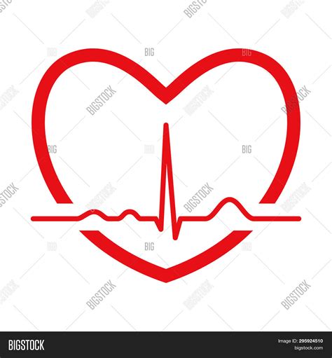 Red Heart Ekg Line Vector And Photo Free Trial Bigstock