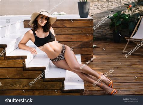 Sexy Woman Black Bikini Swimming Pool Stock Photo Shutterstock