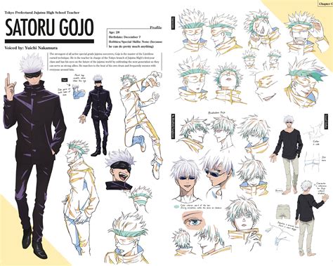 Yuji Megumi Nobara And Gojos Character Design Sheets From Jujutsu Kaisen The Official Anime