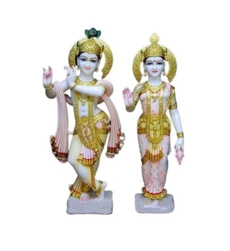 Eco Friendly Durable Handmade By Hammering Marble Radha Krishna Statue